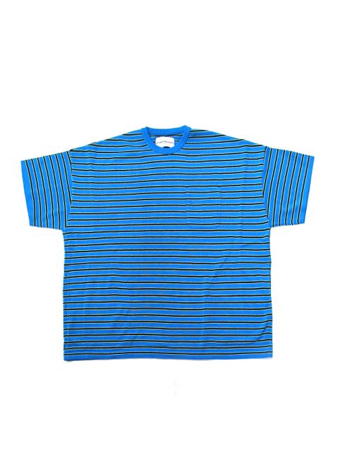 【ラスト1点】BORDER KNIT T-SH (BLUE) / ボーダーニットポケットT