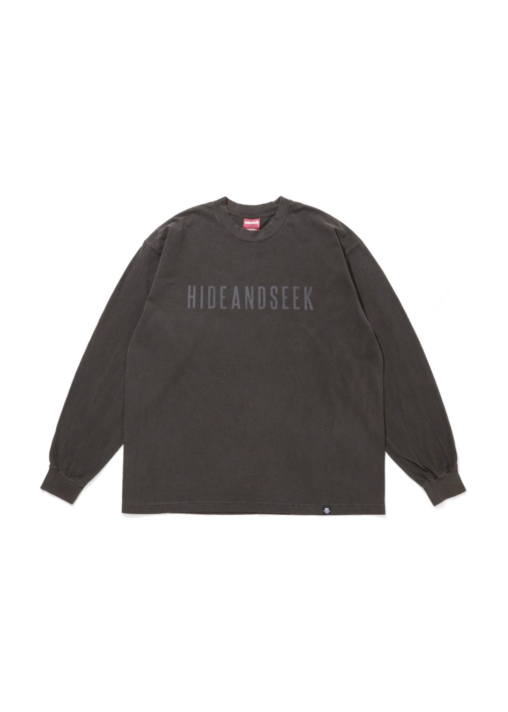 Logo L/S Tee-2 (D-GRAY) / ロゴ プリント ルーズフィット ロングスリーブ Tシャツ