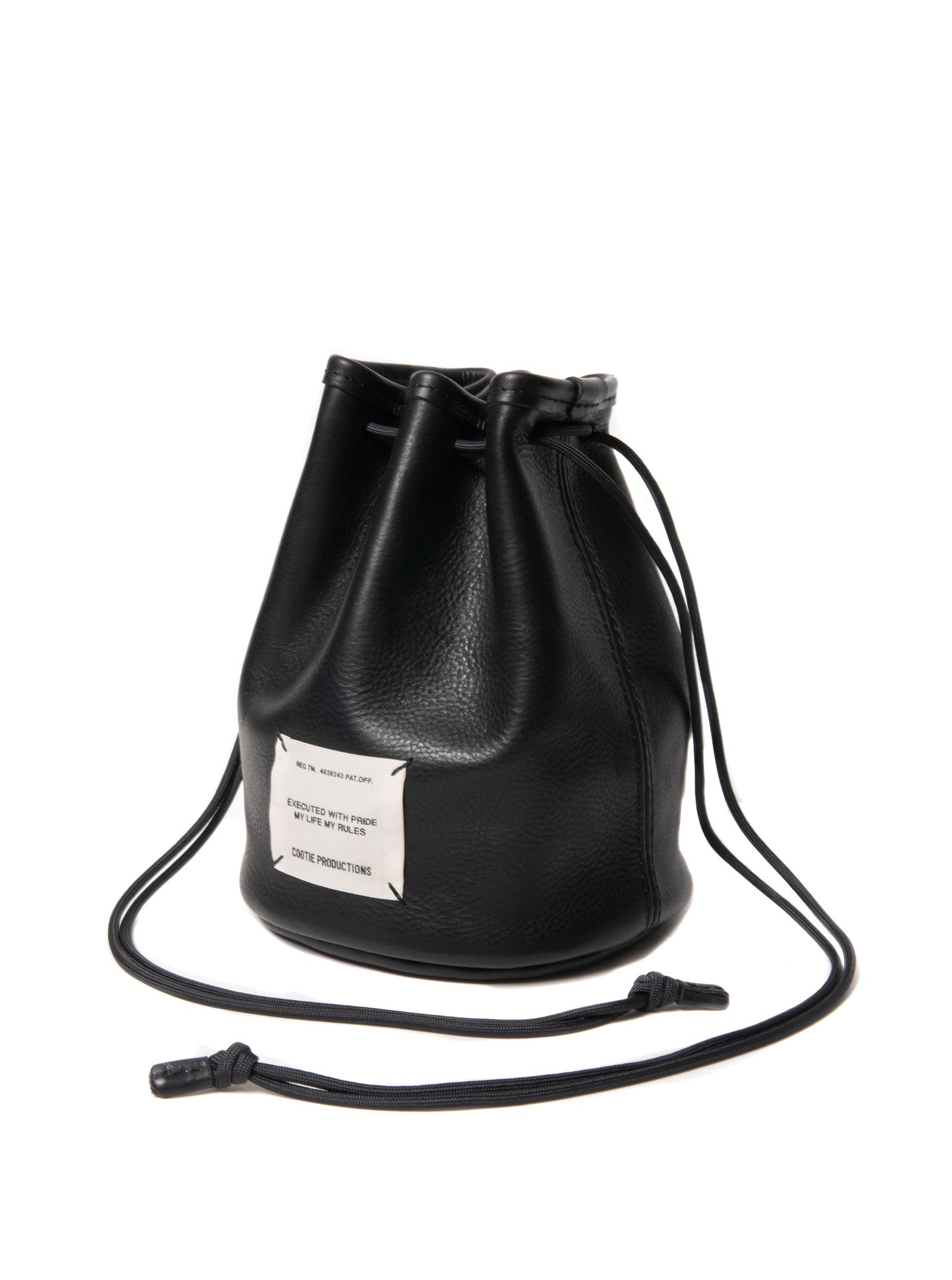 COOTIE PRODUCTIONS - Leather Bucket Bag (BLACK) / レザー 巾着