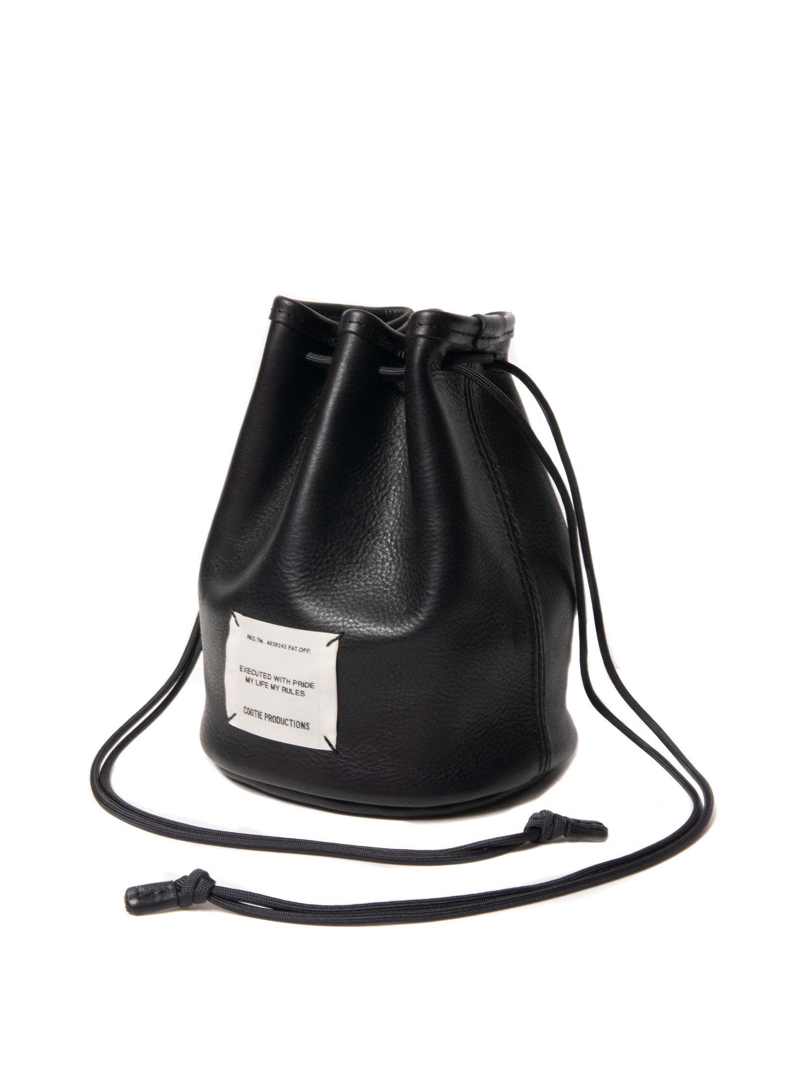 COOTIE PRODUCTIONS - Leather Bucket Bag (BLACK) / レザー 巾着 