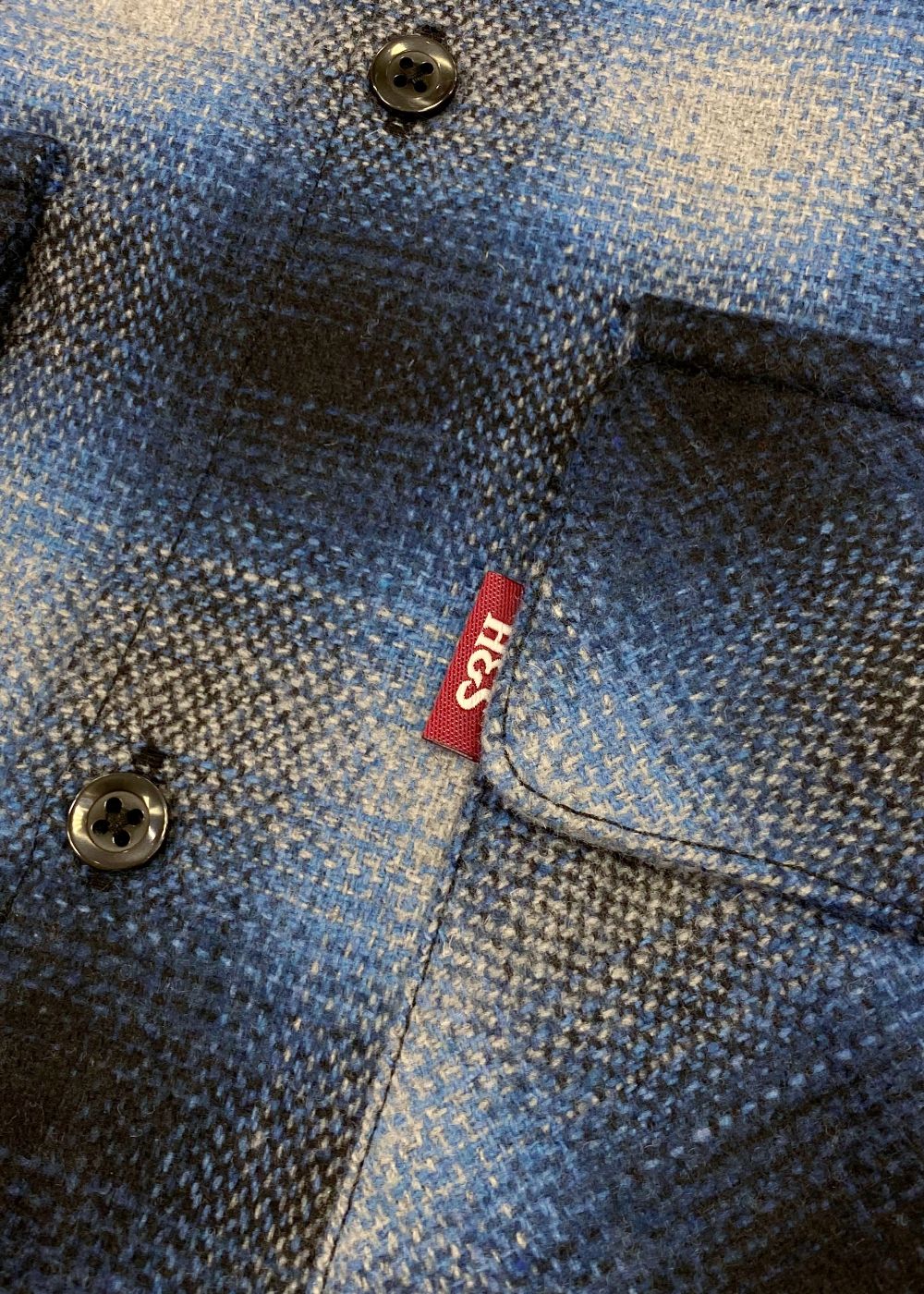 Wool Ombre Check L/S Shirt (BLUE) / ウール オンブレチェック シャツ
