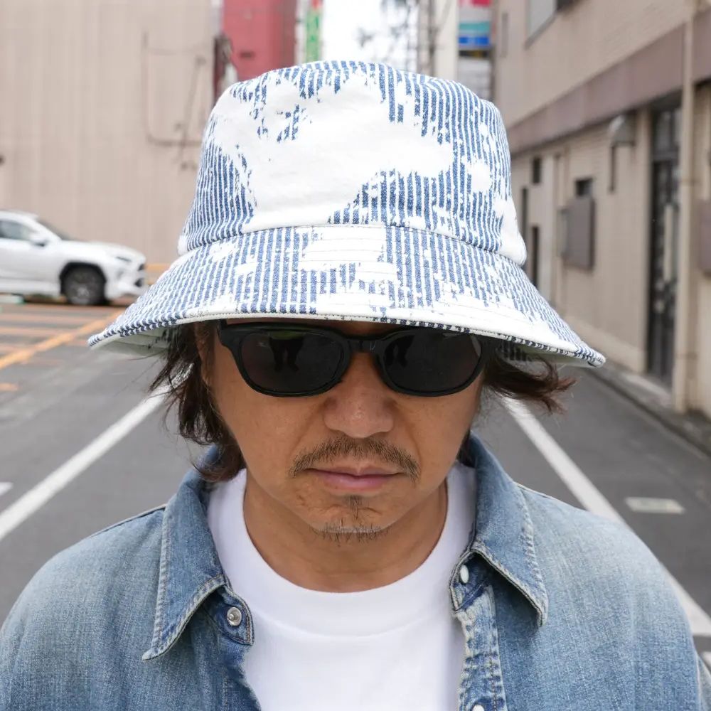 【ラスト1点】Hickory Bleachout Bucket HAT (USS) / ヒッコリー ブリーチアウト バケットハット
