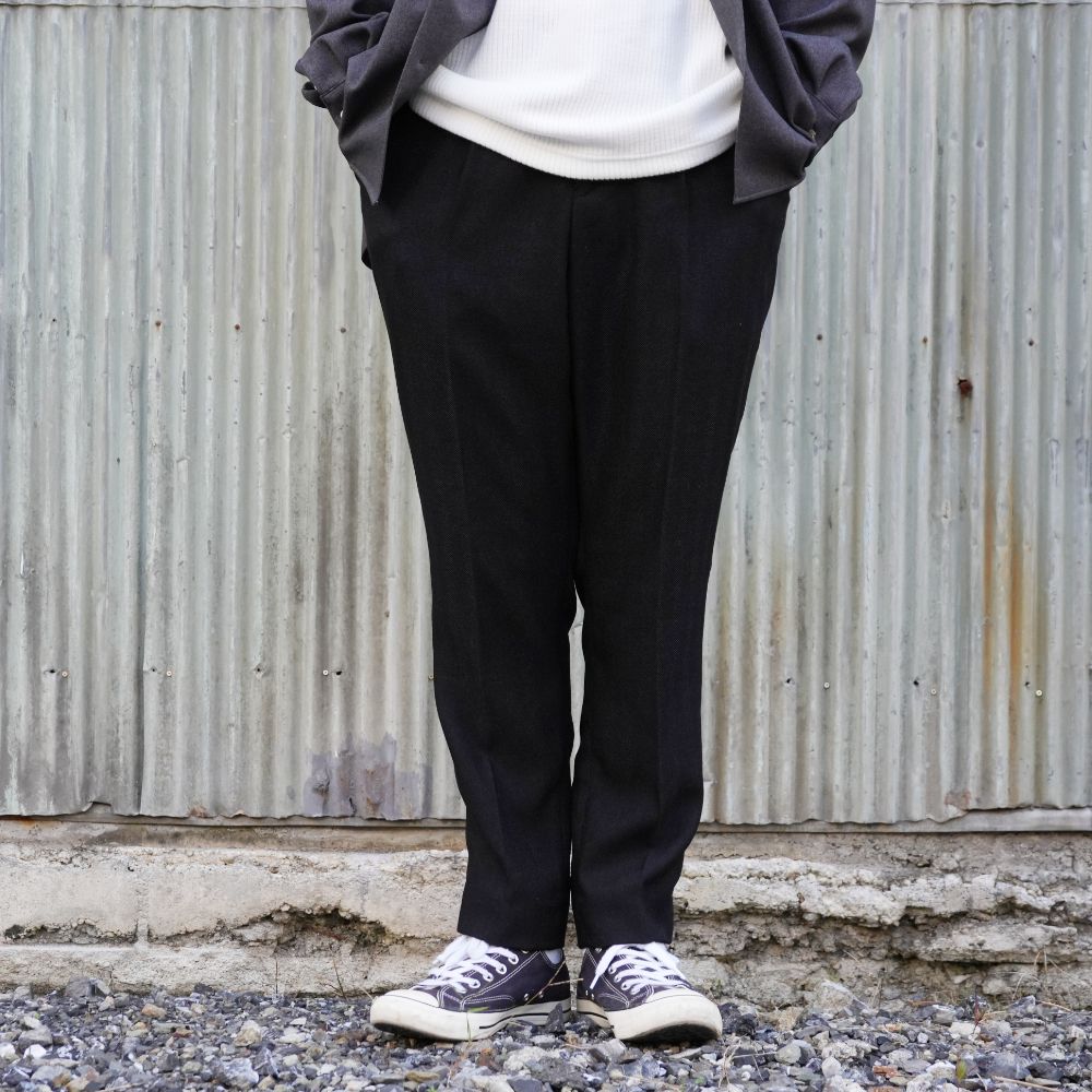 VINTAGE TYPE HERRINGBONE SLACKS (BLACK) / ヴィンテージ タイプ ヘリンボーン スラックス