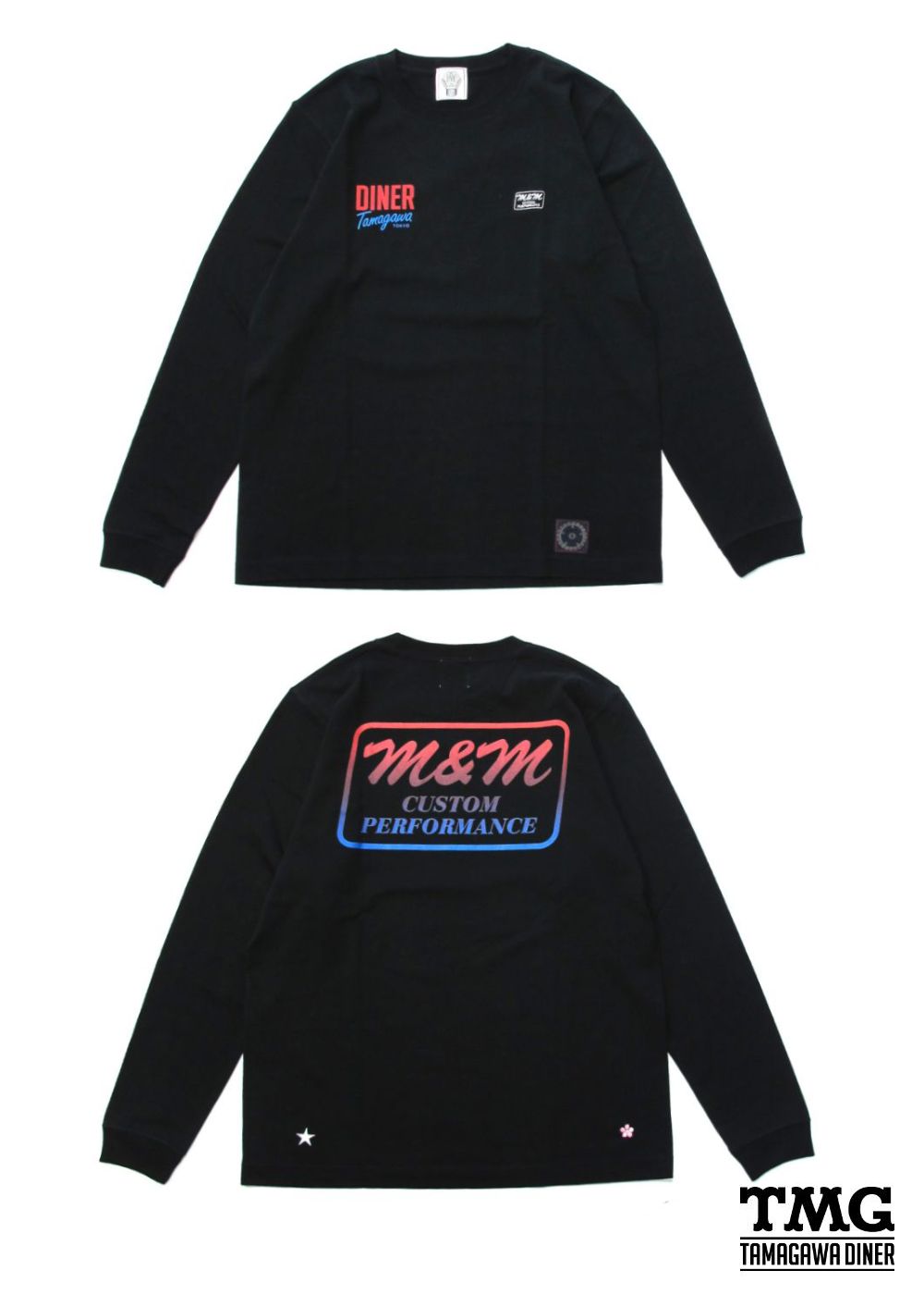 PRINT L/S TEE (BLACK) / ×TAMAGAWA DINER コラボロンT