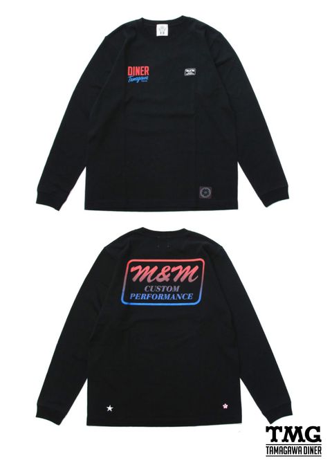 PRINT L/S TEE (BLACK) / ×TAMAGAWA DINER コラボロンT