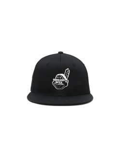 Indian Baseball CAP (BLACK) / 刺繍ロゴ ベースボールキャップ