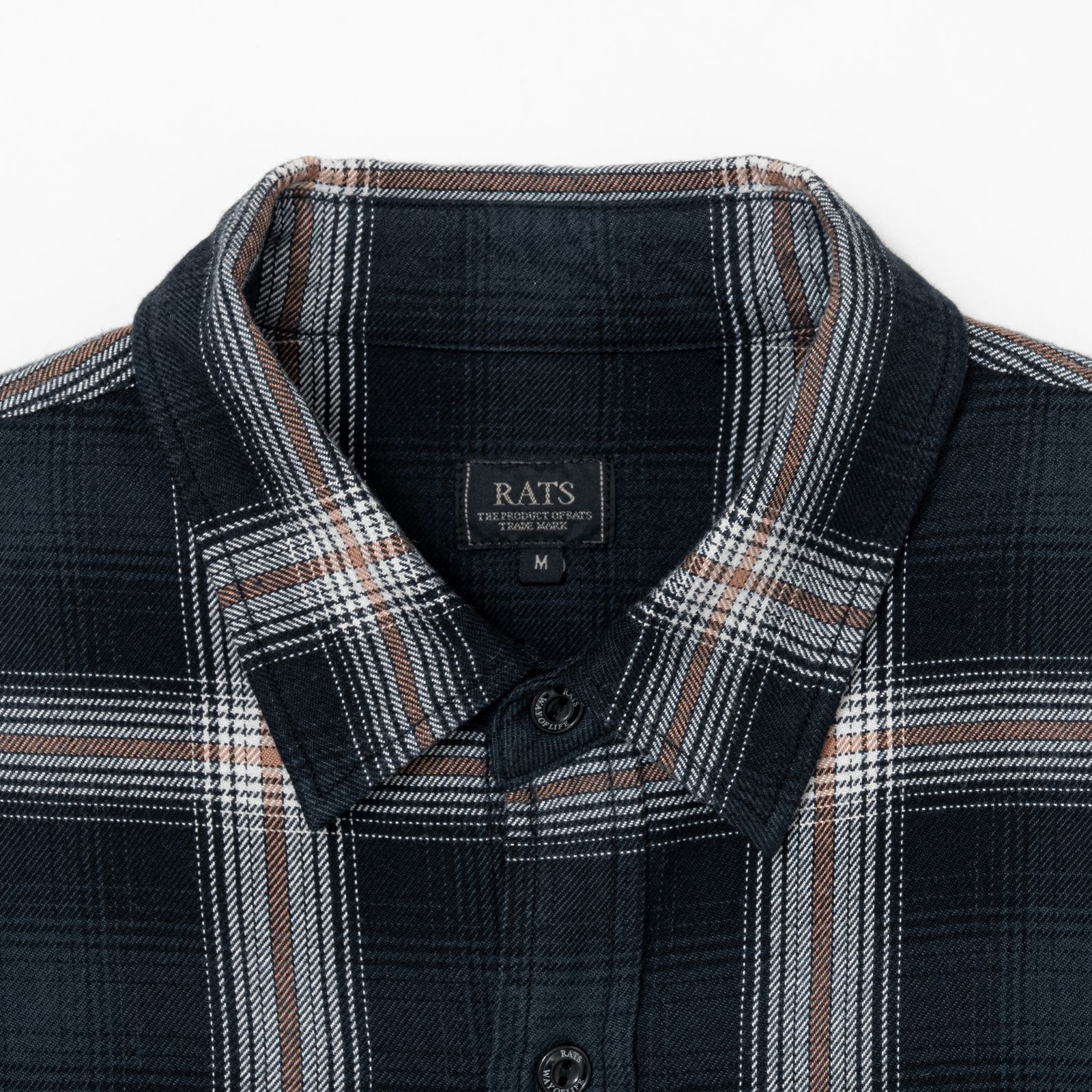【ラスト1点】COTTON RAYON CHECK SHIRT (BLACK×BEIGE CHECK) / チェック コットンレーヨン ネルシャツ