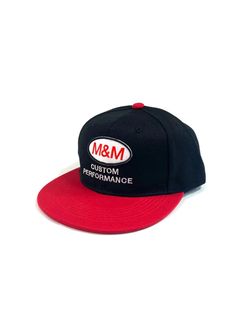 Flat Visor Cap (BLACK/RED) / ロゴ ワッペン ベースボール キャップ