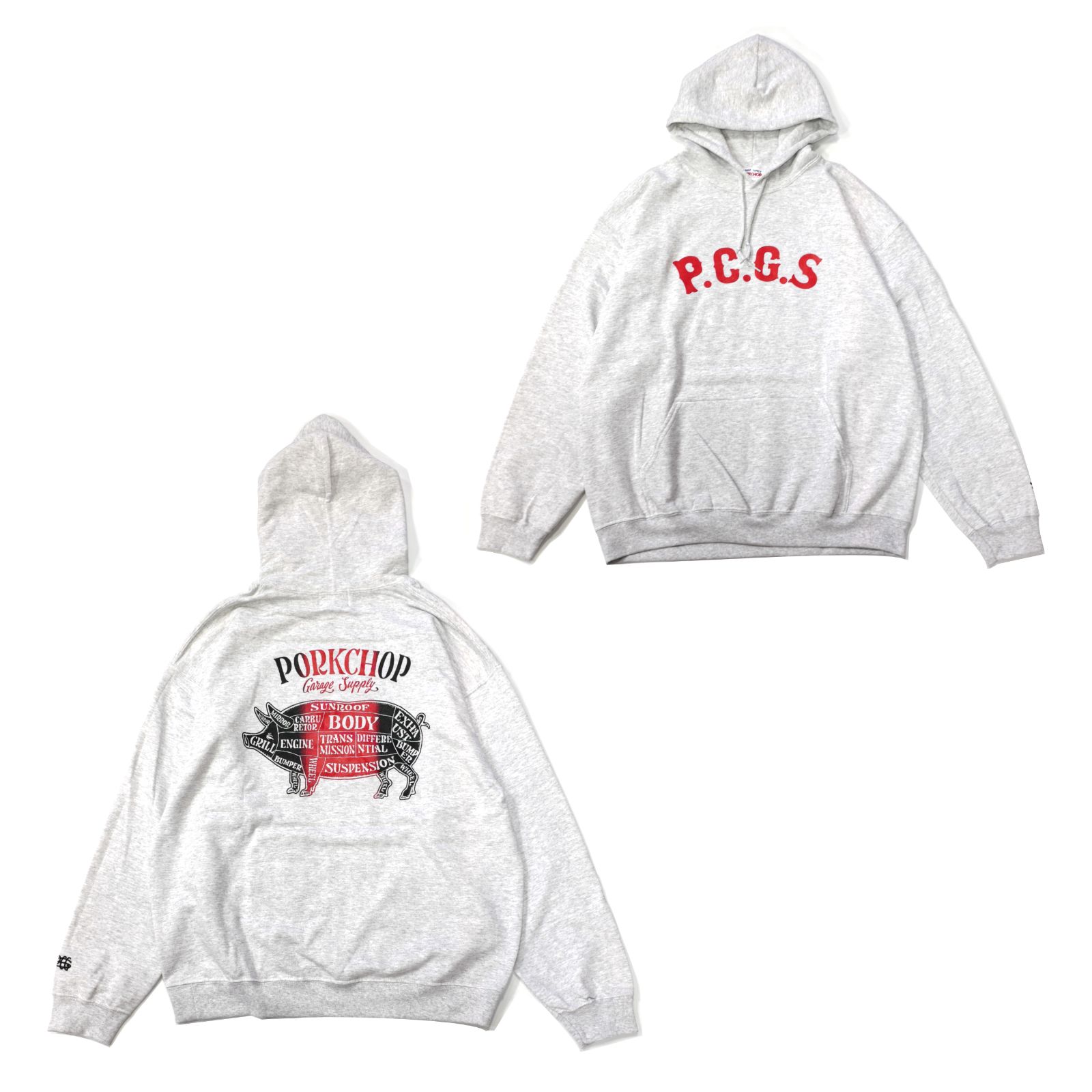 PORKCHOP - 2TONE PORK BACK HOODIE (GRAY) / 2トーン ポークバック