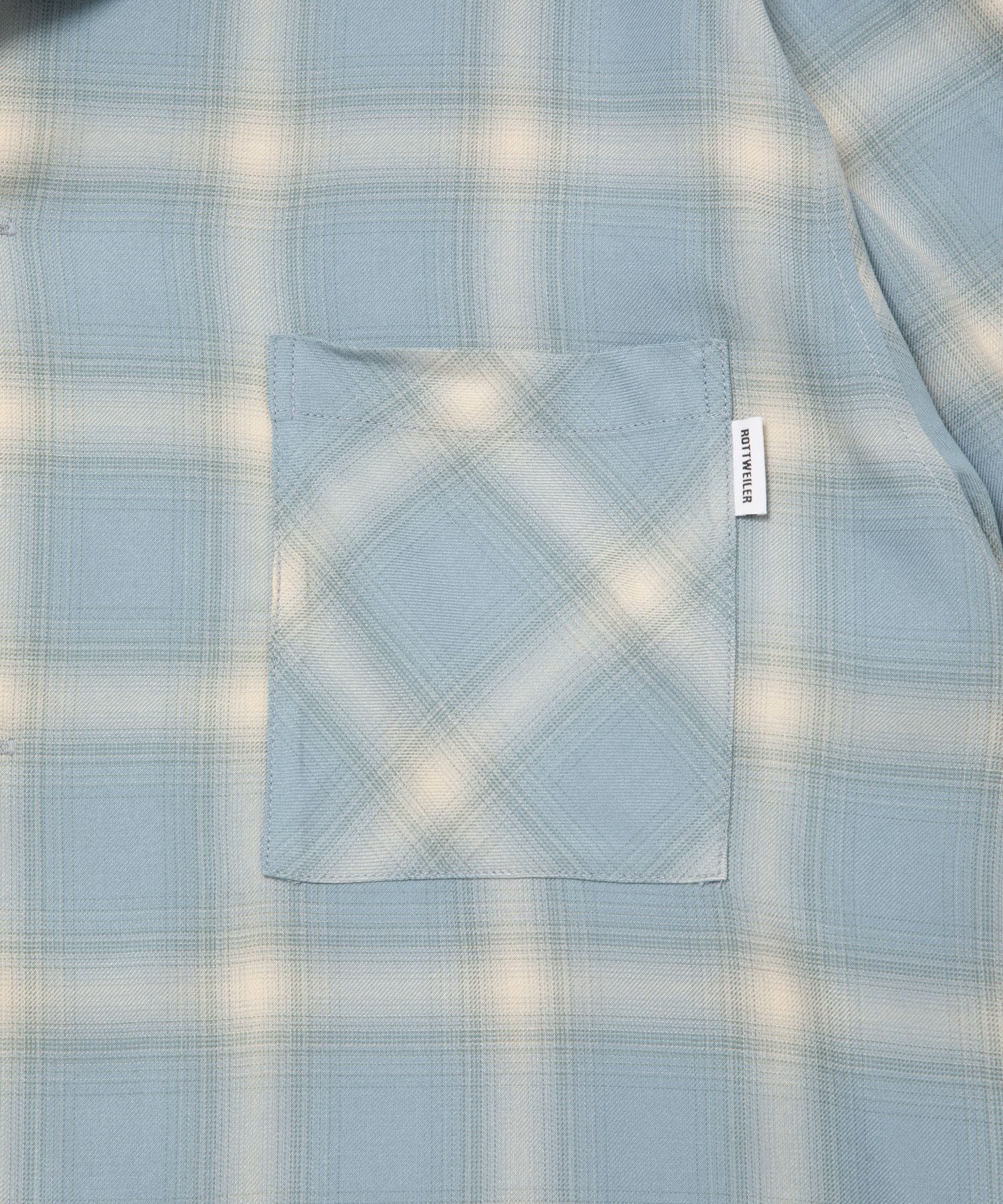 R9 OMBRE CHECK SHIRT (SAX) / オンブレチェック オープン カラー シャツ