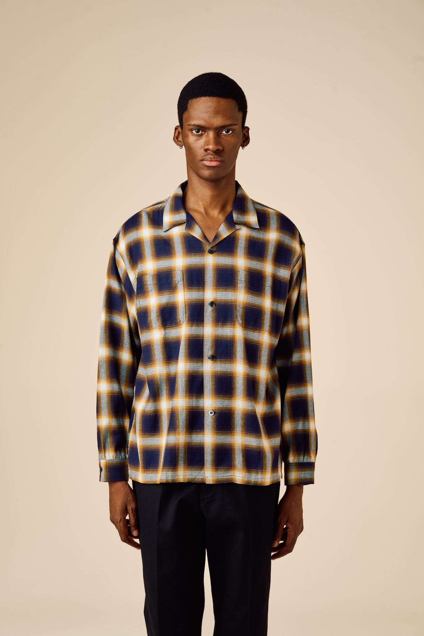 FIVE BROTHER Ex. L/S CHECK SHIRT "VIN" (YELLOW) / ファイブ ブラザー コラボ チェック シャ