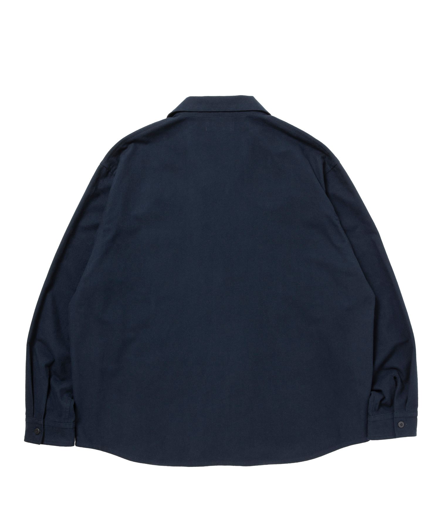 R9 OPEN COLLAR SHIRT (NAVY) / コットン スウェード オープン カラー シャツ