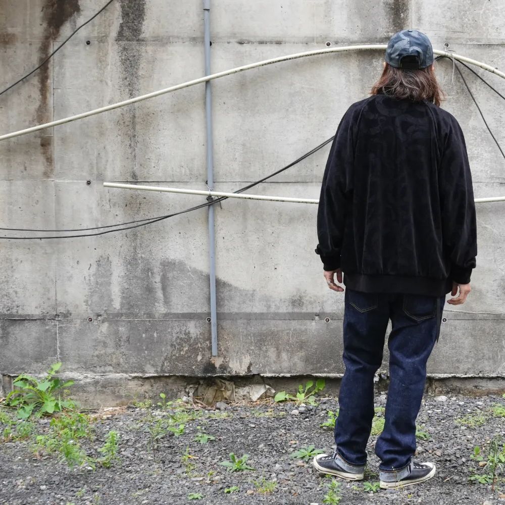 【ラスト1点】JQ VELOUR JACKET ＜SNAKE PATTERN＞ (BLACK) / ジャガード 総柄 ベロア ジャケット