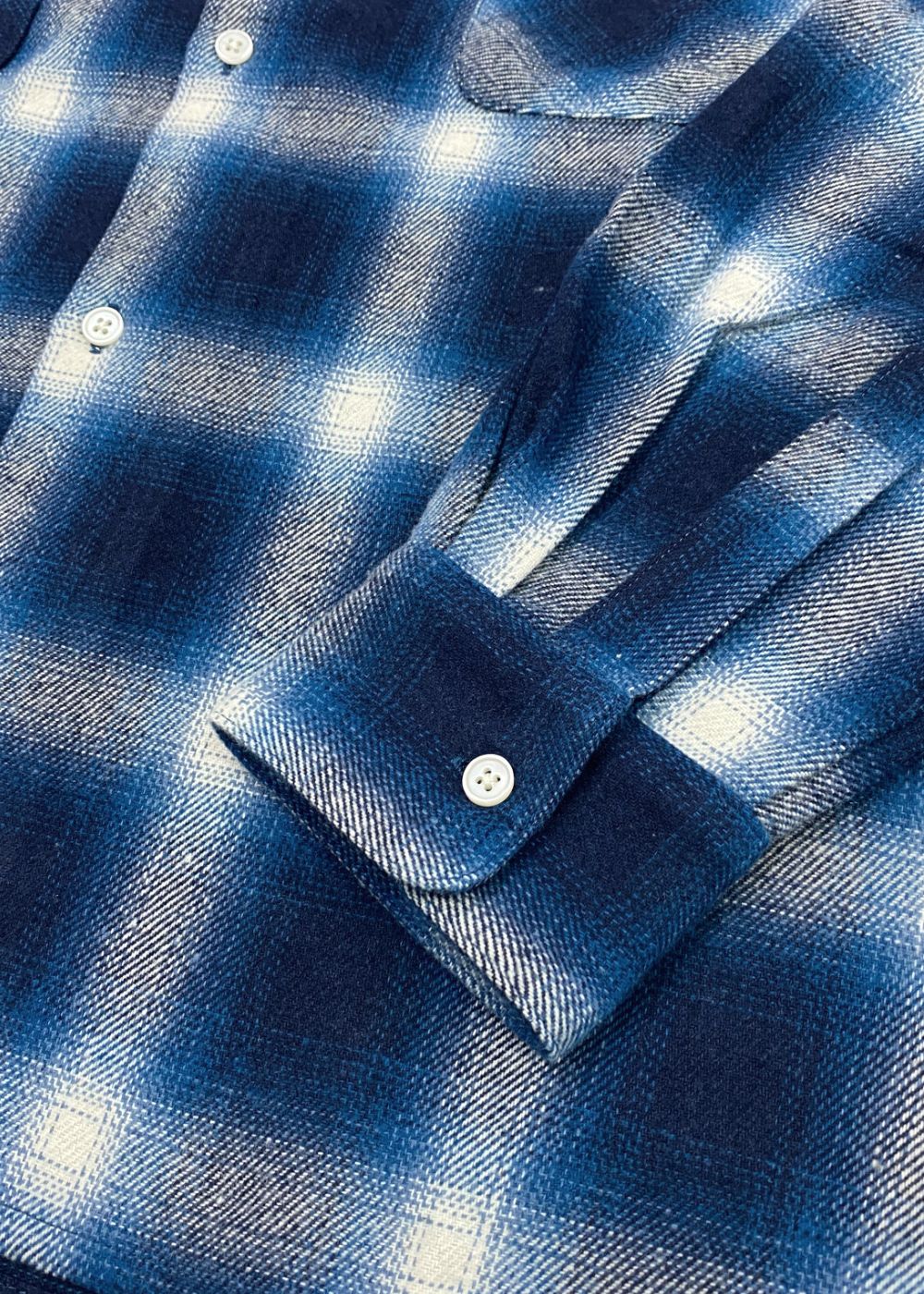 【ラスト1点】Ombre Check L/S Shirt (BLUE) / オンブレ チェック シャツ