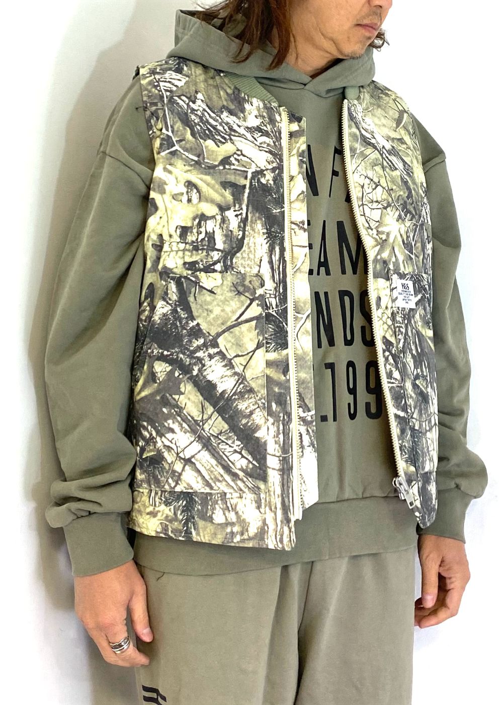 Camo Zip Work Vest (BEIGE CAMO) / オリジナル カモフラージュ ワークベスト / セットアップ可能