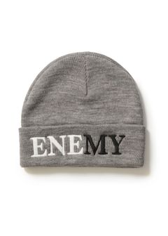 ENEMY KNIT CAP (GRAY) / 刺繍 ニットキャップ