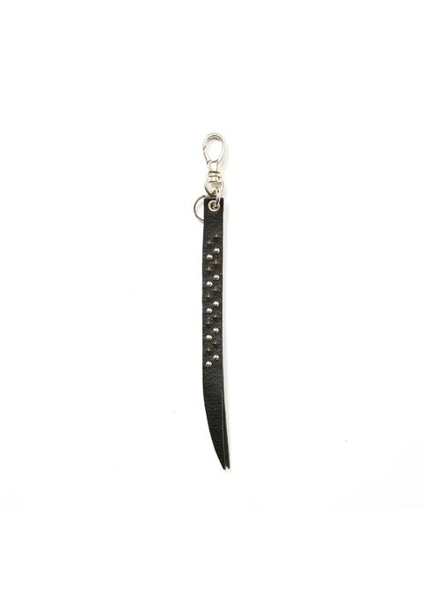 ROUND & PYRAMID STUDS LEATHER SHORT KEY RING (BLACK) / スタッズ レザー キーリング ショート バージョン