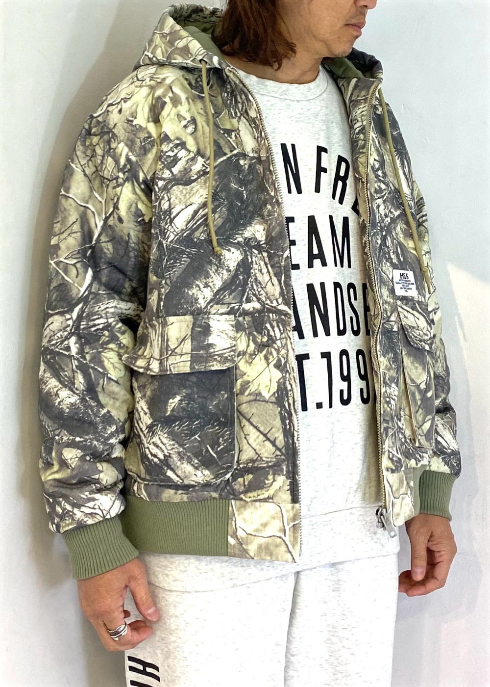 Camo Zip Hooded Jacket (BEIGE CAMO) / オリジナル カモフラージュ フード ジャケット / セットアップ可能