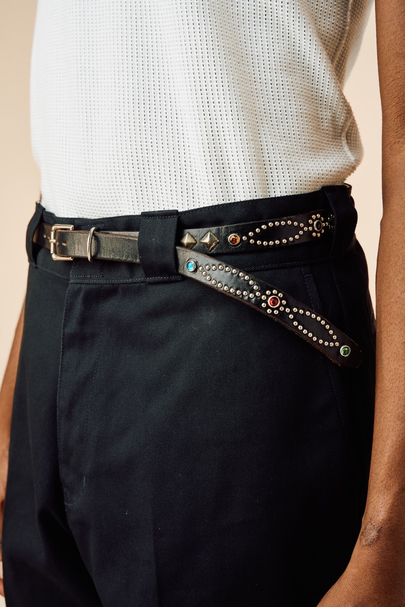 EXCLUSIVE STUDS BELT "HTC" (BLACK) / HTC コラボ スタッズレザーベルト