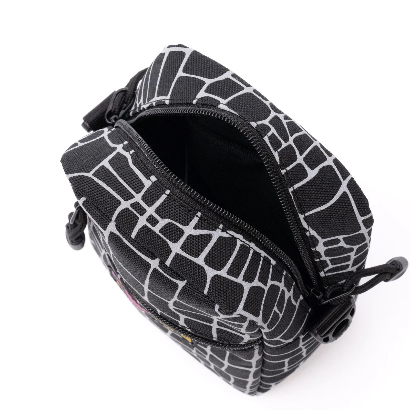 ×OVERLAND REFLECTOR SPIDER WEB POUCH BAG (BLACK) / オーバーランド コラボ ポーチ
