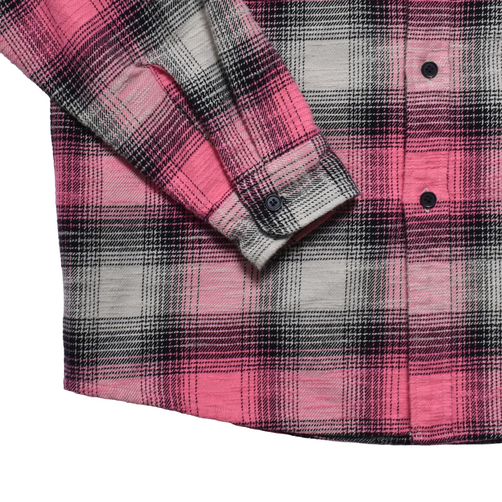 Heavy Cotton Flannel Ombre Work Shirt (PINK) / ヘビー コットン オンブレチェック ネルシャツ