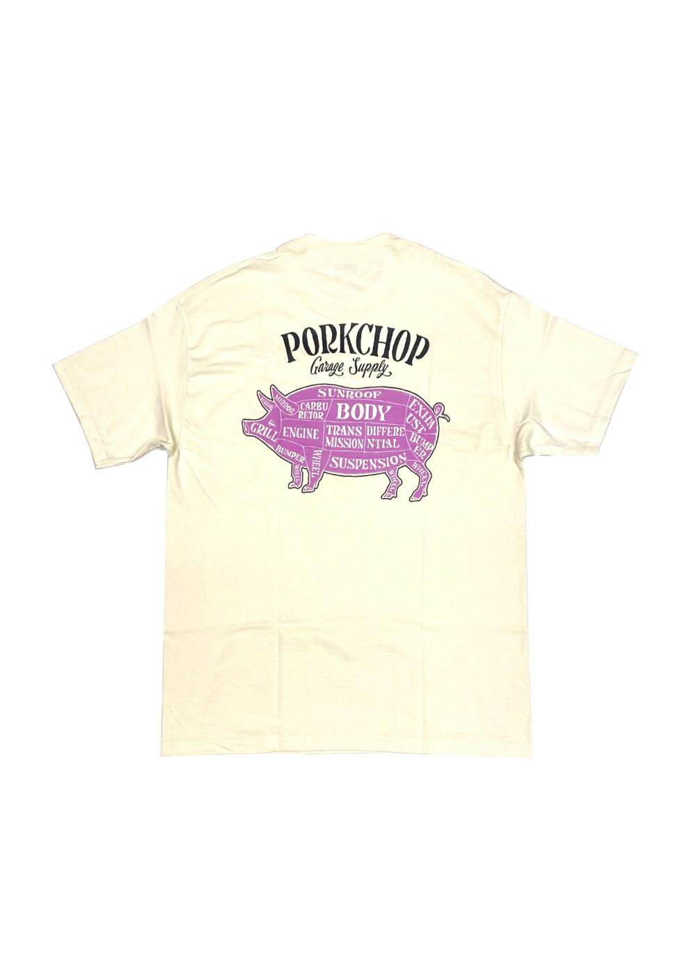 PORK BACK TEE (CREAM) / ポークバック ロゴ Tシャツ