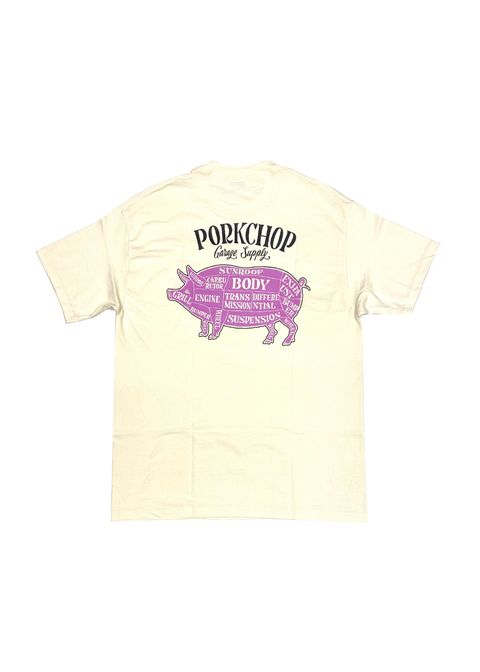 PORK BACK TEE (CREAM) / ポークバック ロゴ Tシャツ