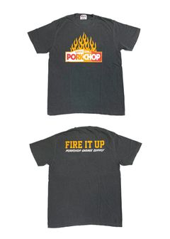 FIRE BLOCK POCKET TEE (ASH BLACK) / ロゴ プリント ポケットTシャツ