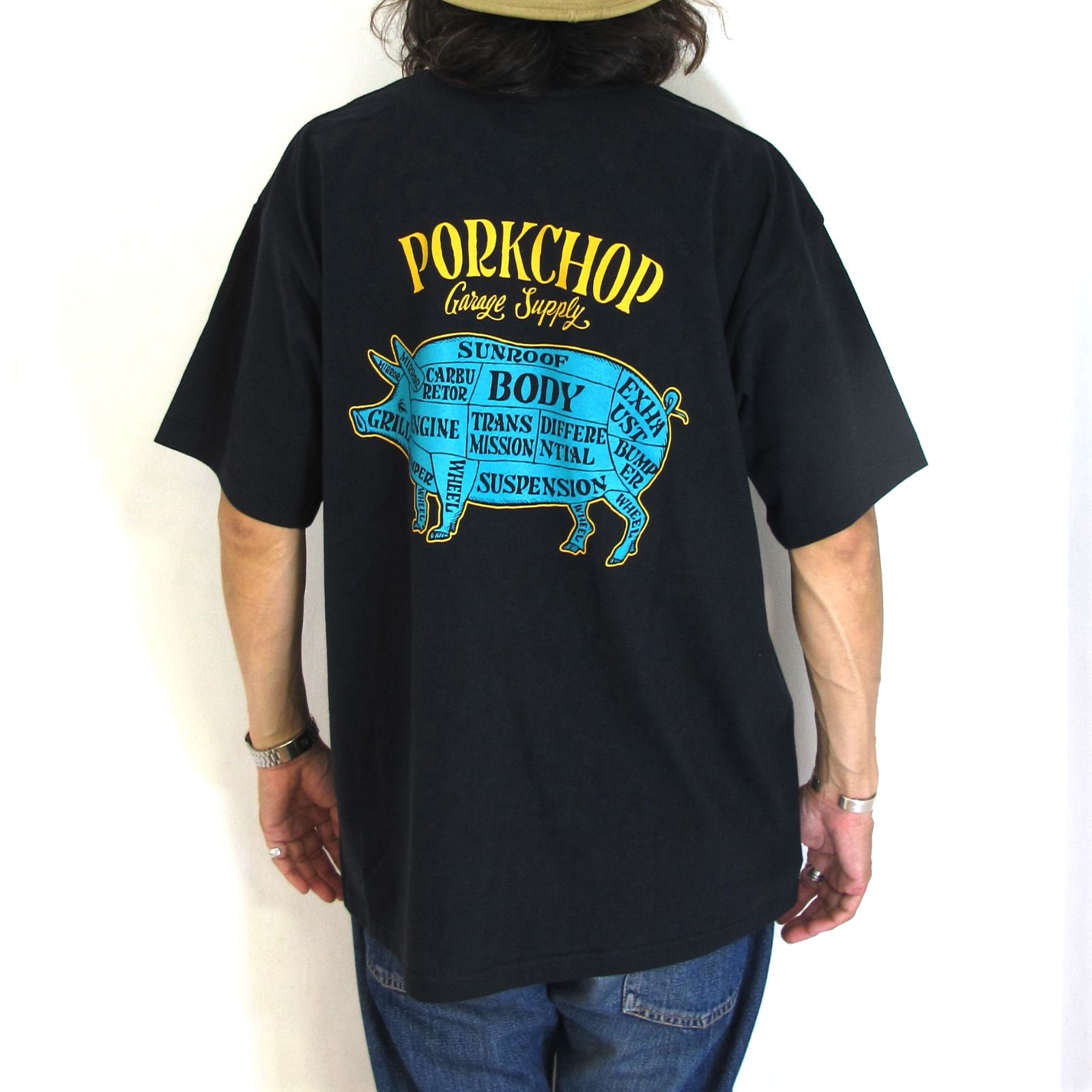 PORKCHOP - PORK BACK TEE (BLACK) / ポークバックT | LOOPHOLE