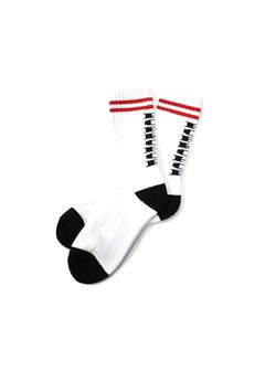 PORK SOX P-22 type-D (WHITE) / ジャガードロゴソックス