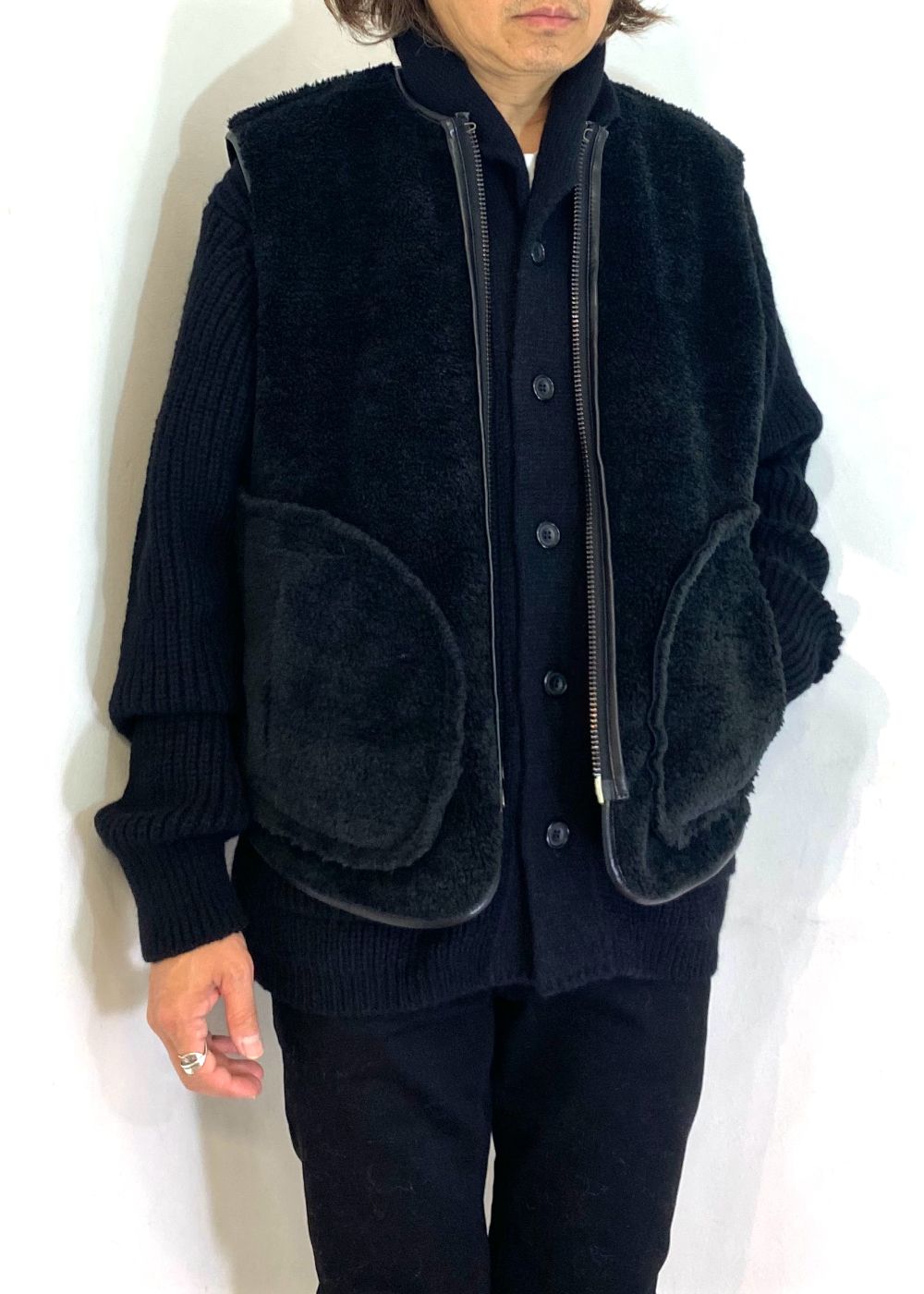 Vegan Mouton Vest (BLACK) / ビーガン ムートン ベスト