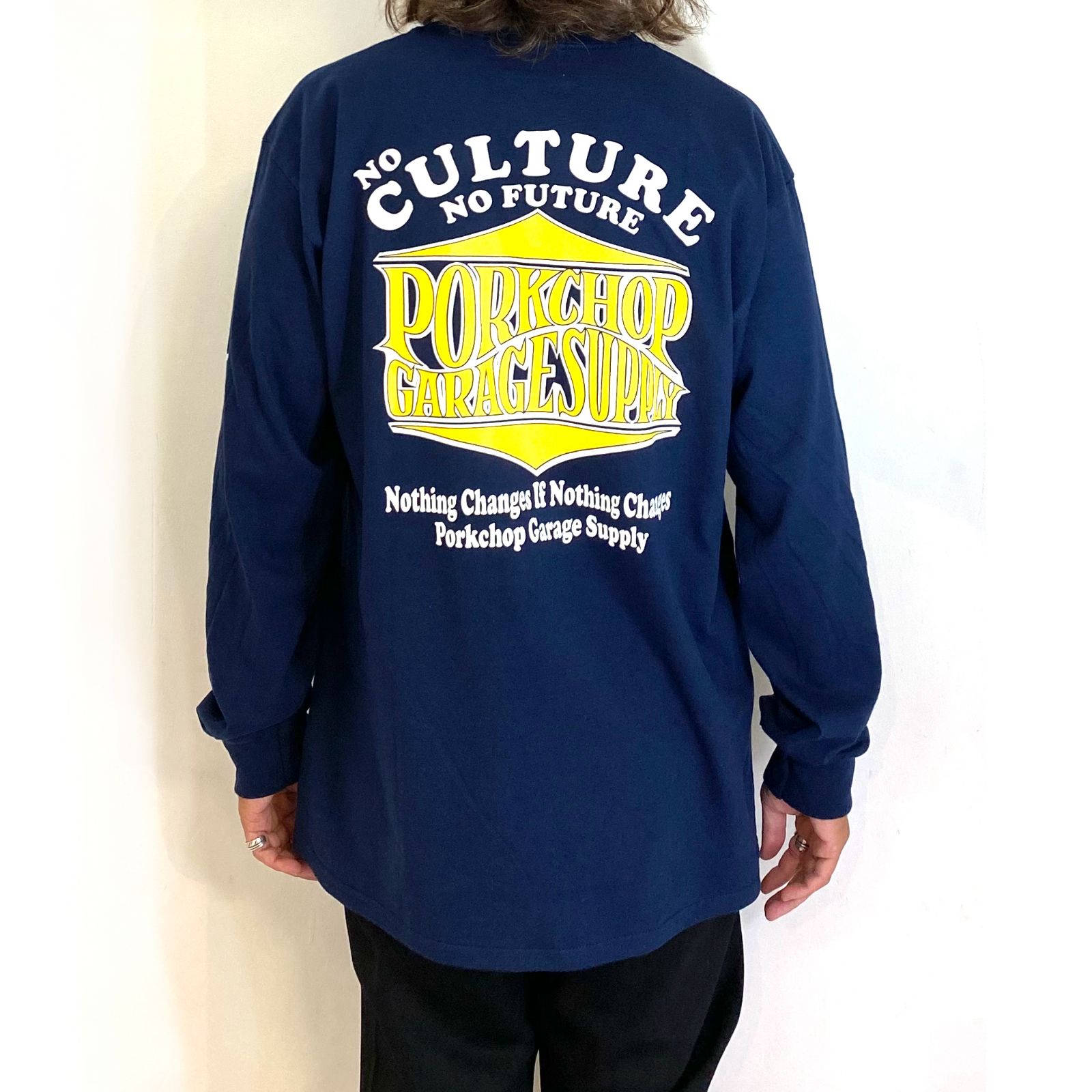 WAVE LOGO L/S TEE (NAVY) / ウェーブ ロゴ ロングスリーブ ポケット Tシャツ