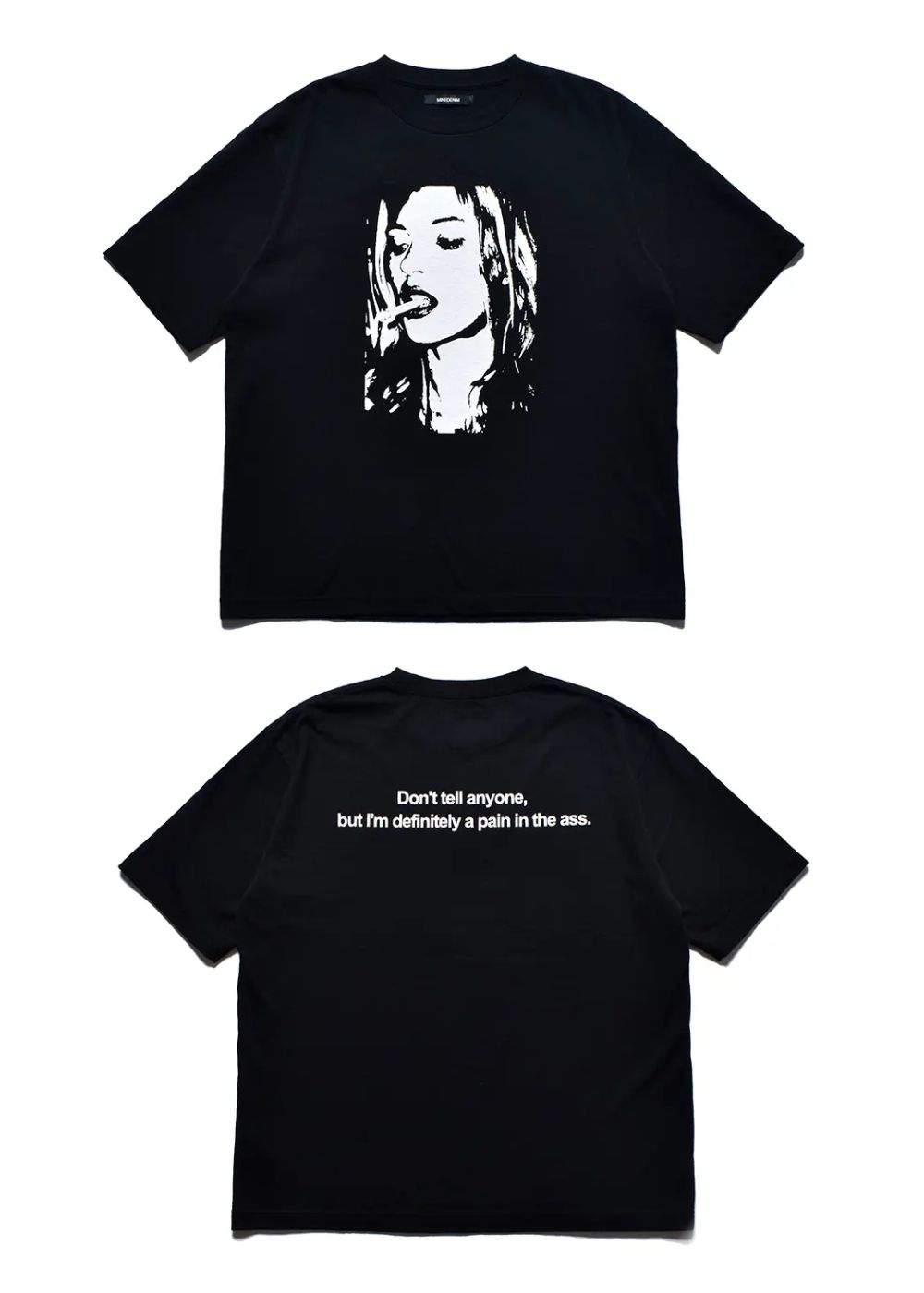 Monochrome Two tone Face Crewneck T-SH  (BLK) / オリジナル プリント Tシャツ