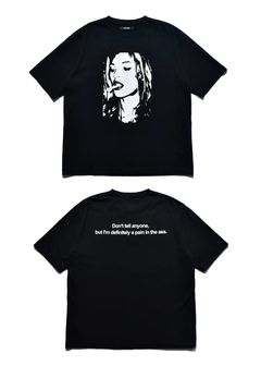 Monochrome Two tone Face Crewneck T-SH  (BLK) / オリジナル プリント Tシャツ