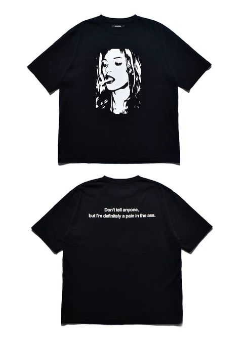Monochrome Two tone Face Crewneck T-SH  (BLK) / オリジナル プリント Tシャツ