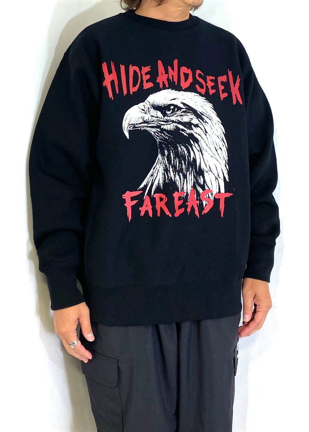 Eagle Sweat Shirt (BLACK×RED) / イーグル クルーネック スウェット