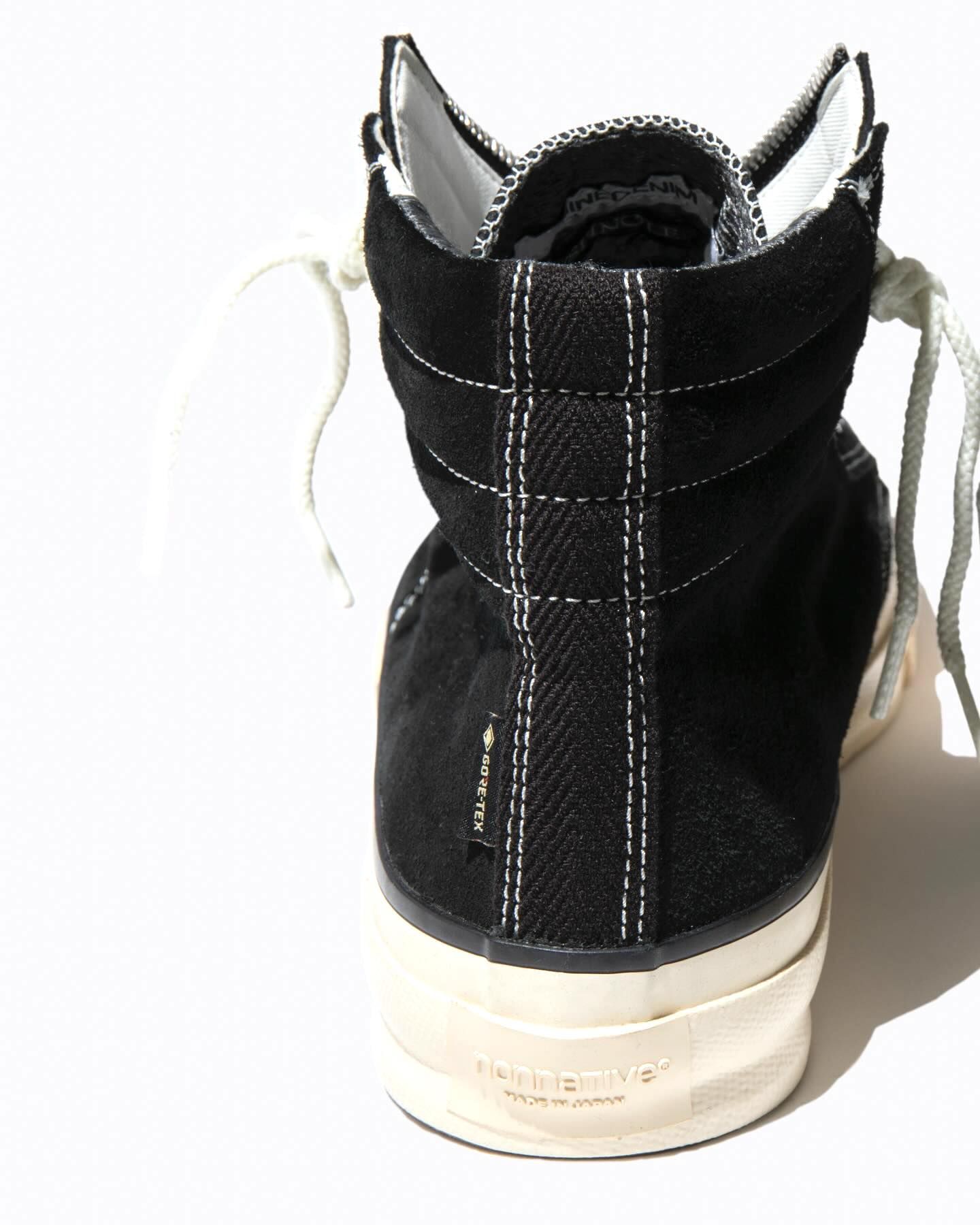 × nonnative DWELLER TRAINER 2 HI COW LEATHER WITH GORE-TEX by SPINGLE (BLACK×WHITE) / ノンネイティブ コラボスニーカー