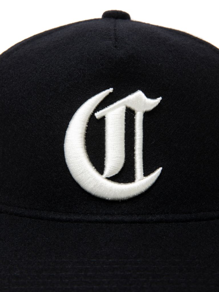 COOTIE PRODUCTIONS - Wool Melton 5 Panel Cap (BLACK×WHITE 