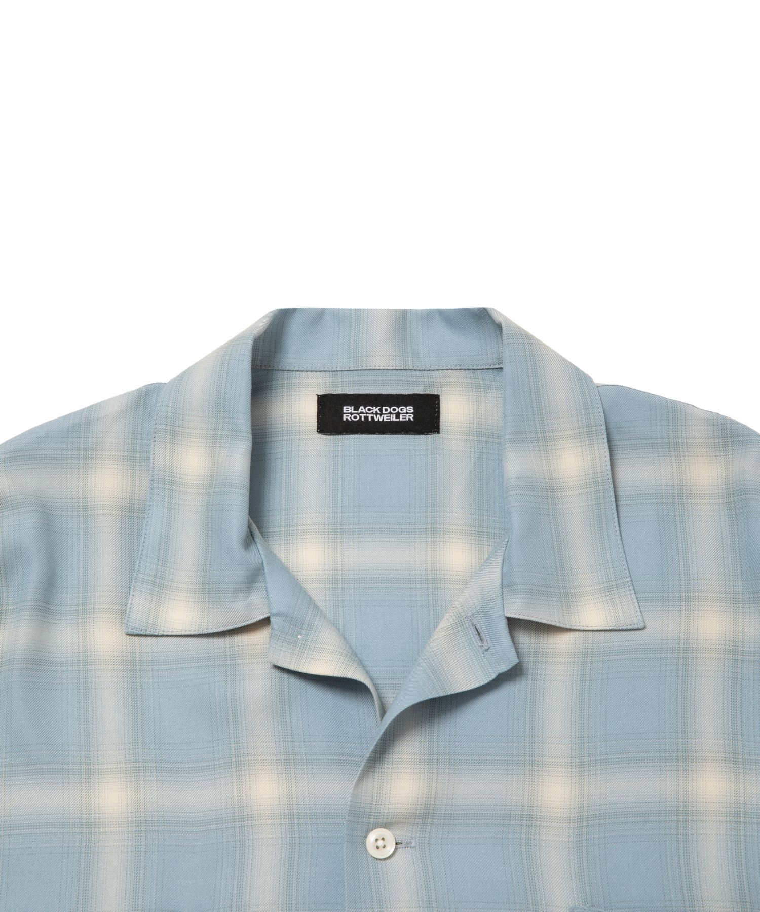 R9 OMBRE CHECK SHIRT (SAX) / オンブレチェック オープン カラー シャツ