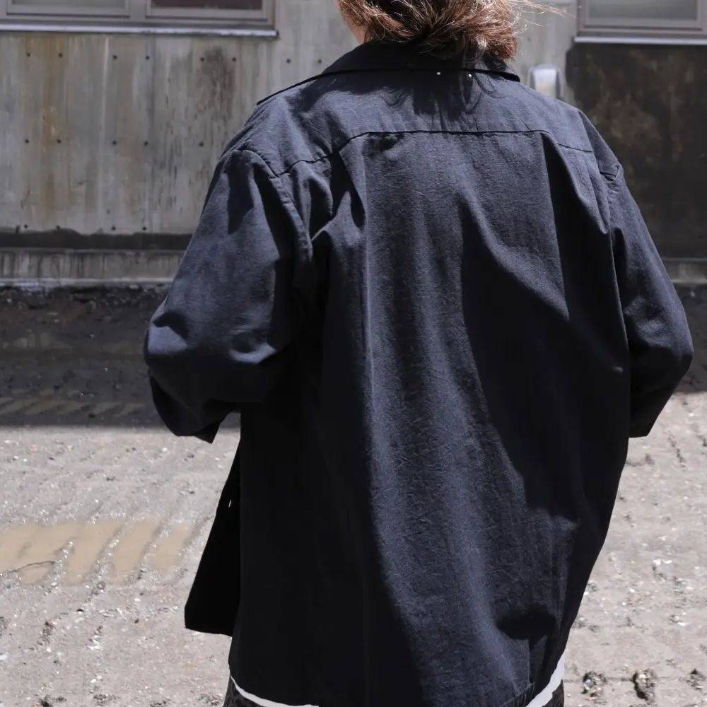 【ラスト1点】Chambray Open Collar L/S SH (BLK) / シャンブレー オープンカラーシャツ