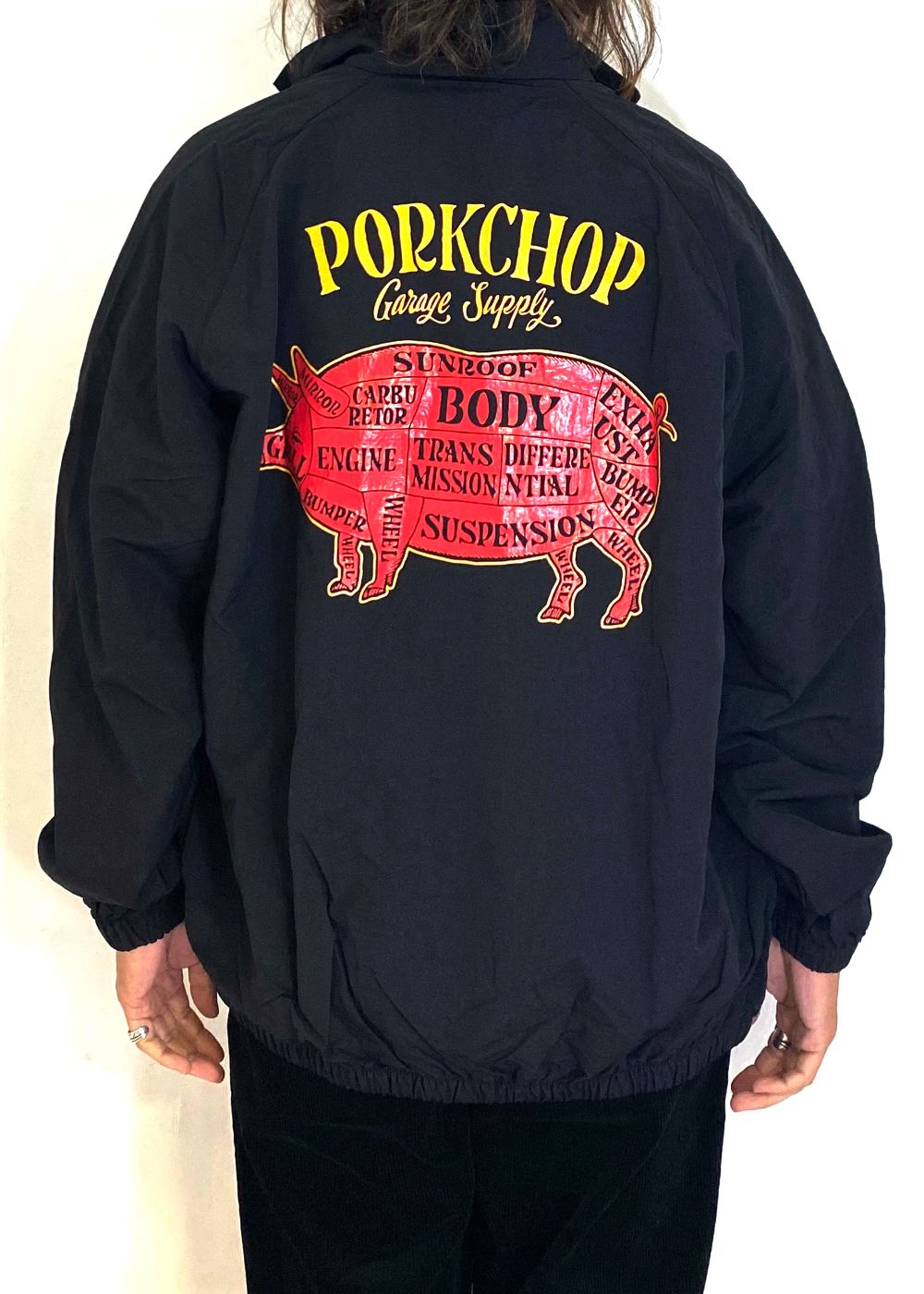 PORK BACK NYLON JKT (BLACK) / ポークバック ナイロン トラック ジャケット