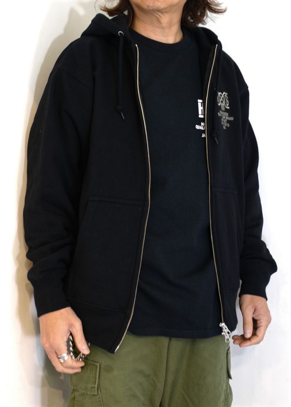 HIDE AND SEEK - HS×BH ZIP HOODED SWEAT SHIRT (BLACK) / バウンティーハンター コラボ スウェット  ジップパーカー | LOOPHOLE