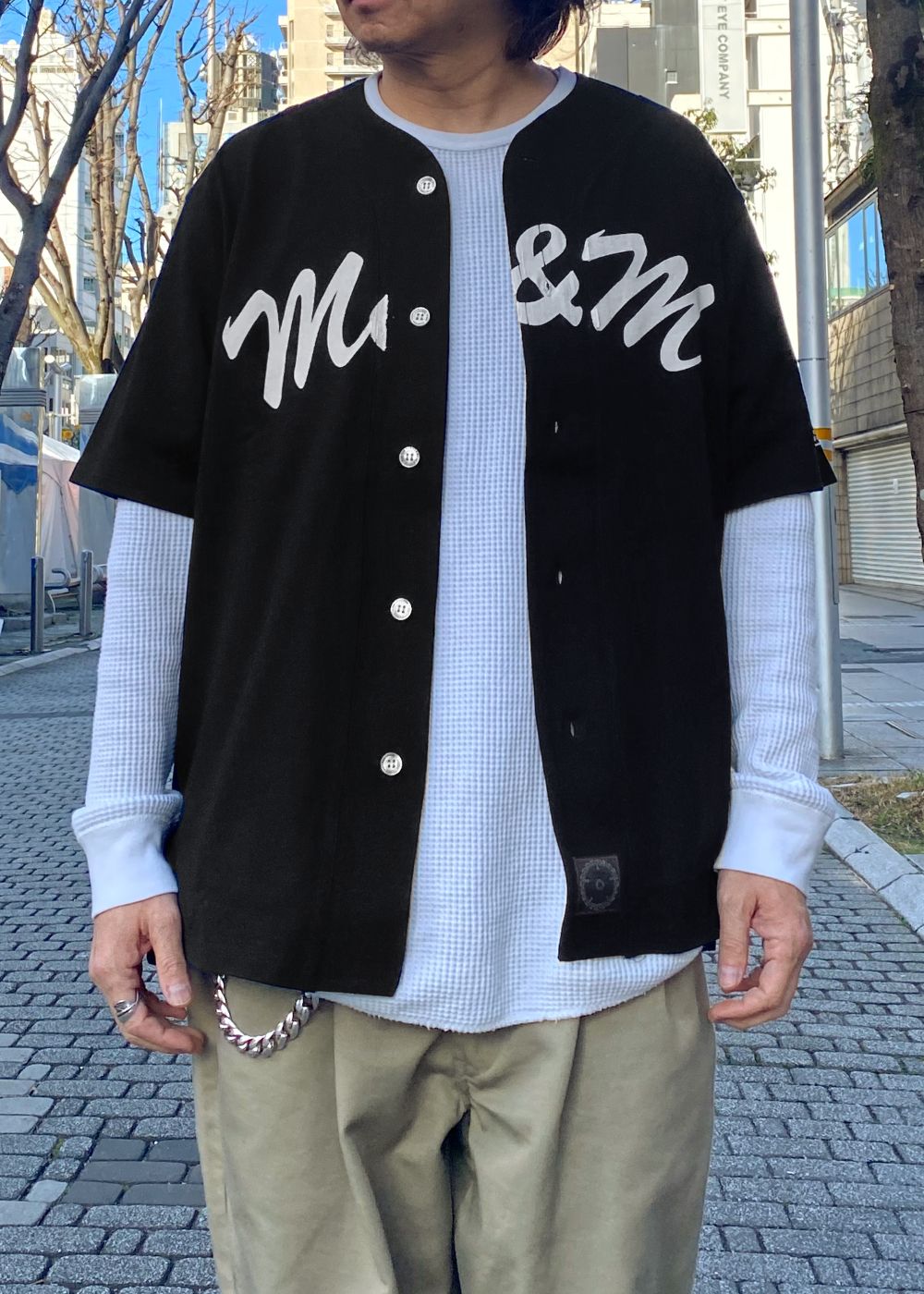 COTTON BASEBALL SHIRT (BLACK) / コットン天竺 ベースボール シャツ