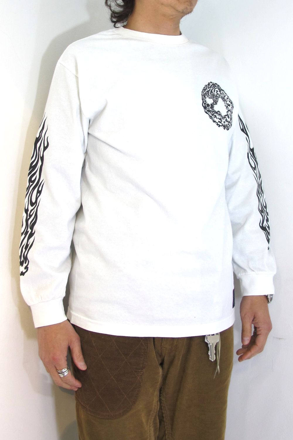 M&M CUSTOM PERFORMANCE - PRINT L/S TEE (×MASSES) (WHITE) / マシス