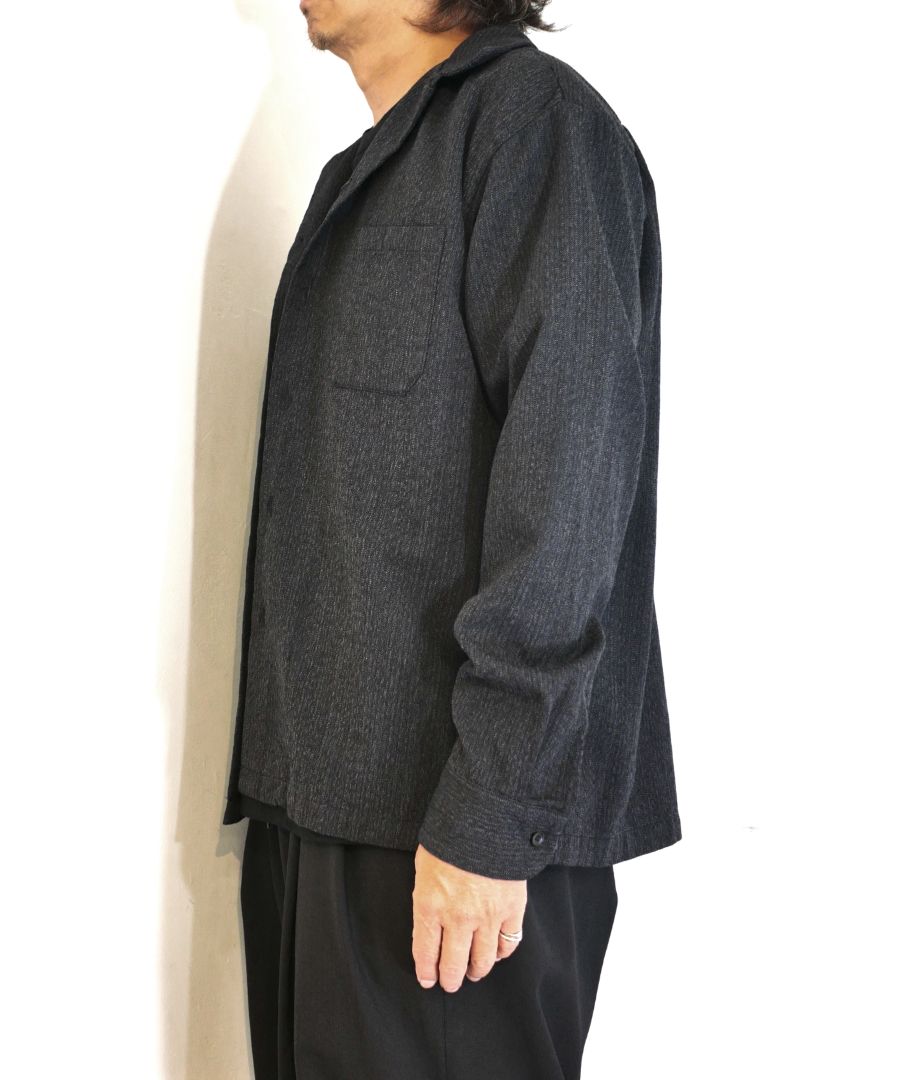 【ラスト1点】Salt'n Peppar Wool Open Collar L/S SH (CGR) / ソルトアンドペッパー ウール オープンカラーシャツ