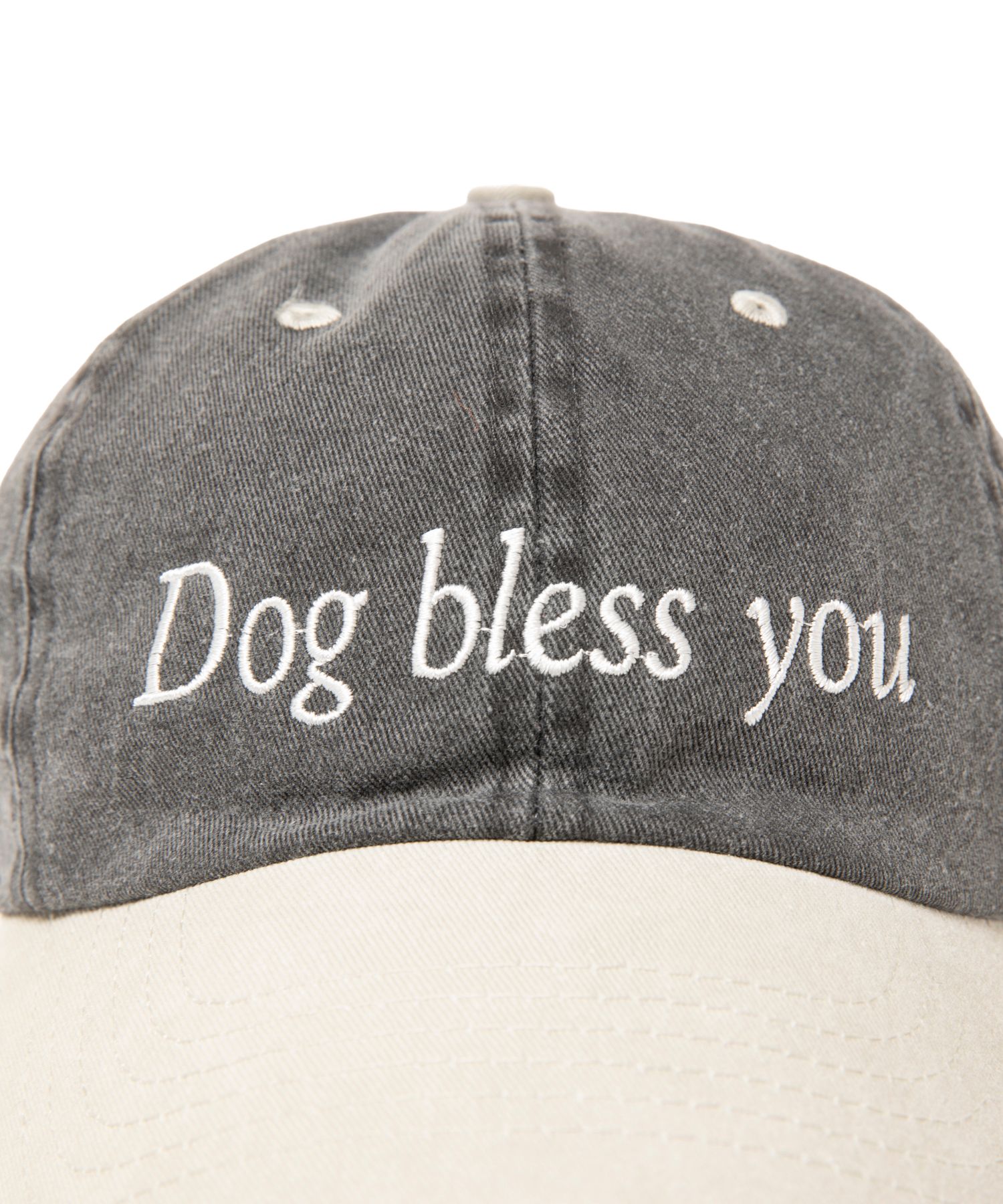 DOG BLESS CAP (BLACK) / ロゴ刺繍 ダッド キャップ。