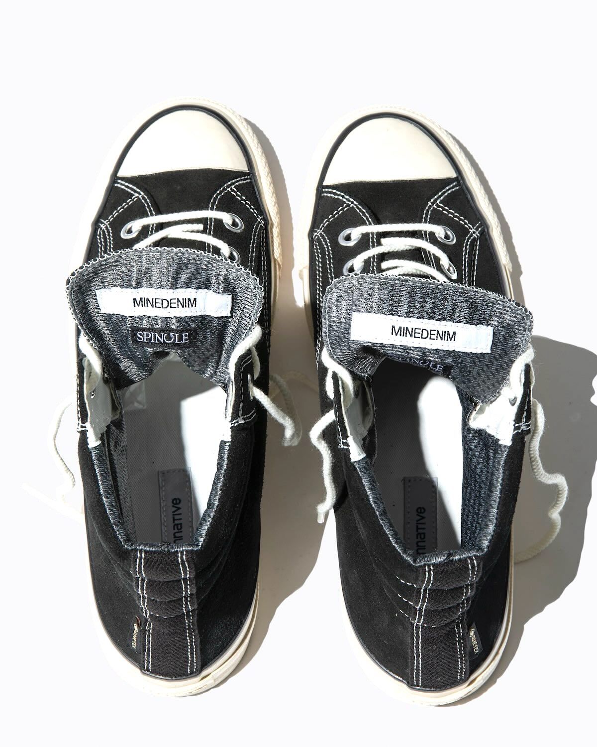 × nonnative DWELLER TRAINER 2 HI COW LEATHER WITH GORE-TEX by SPINGLE (BLACK×WHITE) / ノンネイティブ コラボスニーカー