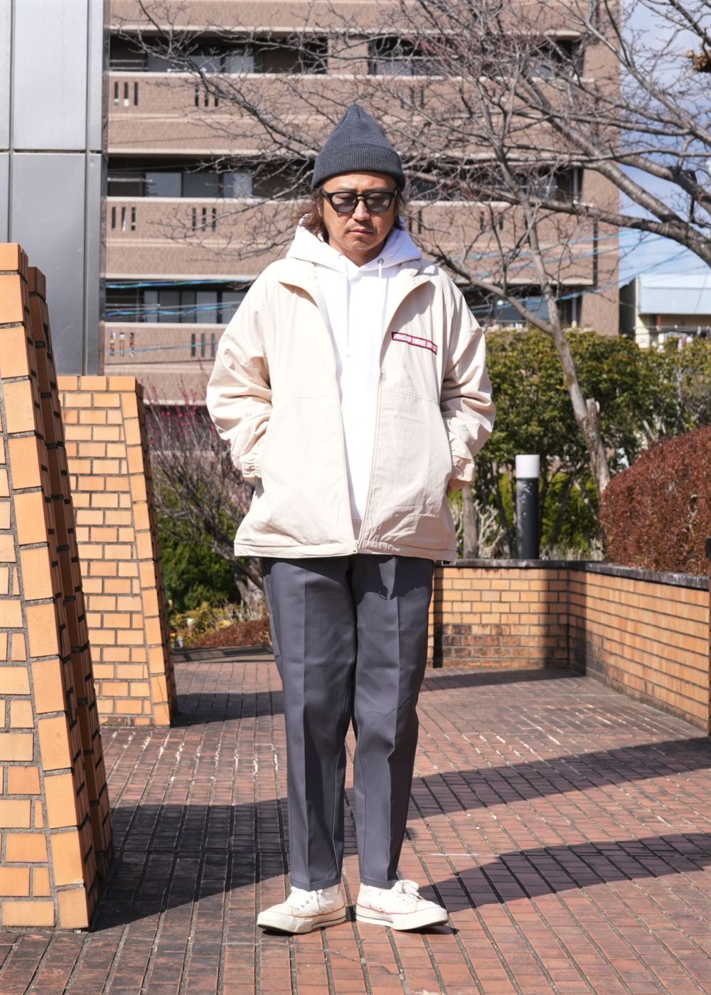 BAR&SHIELD TRACK JKT (CREAM) / バー&シールド ナイロン トラック ジャケット