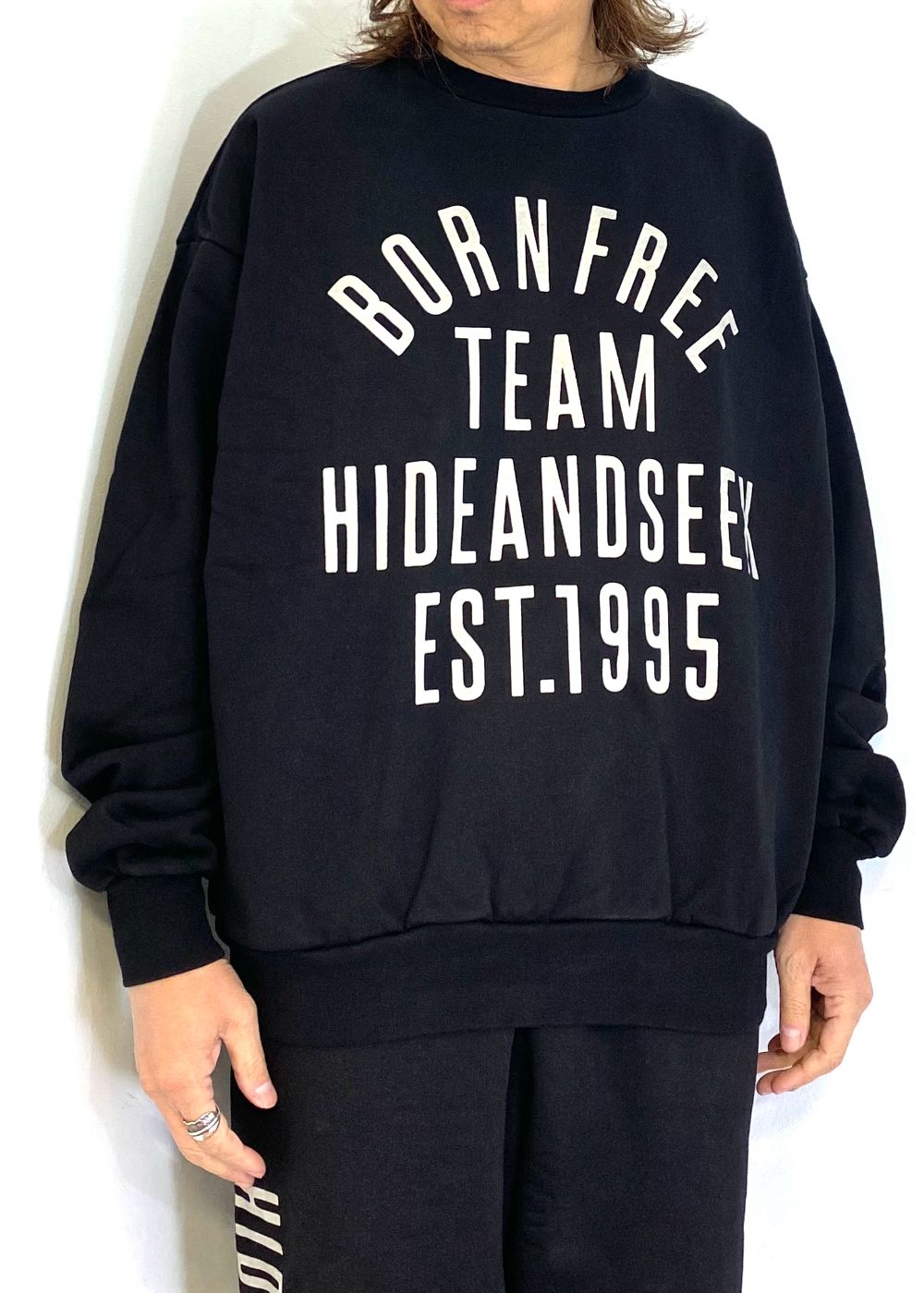 College Sweat Shirt (BLACK) / オリジナル セットアップ クルーネック スウェット / セットアップ可能