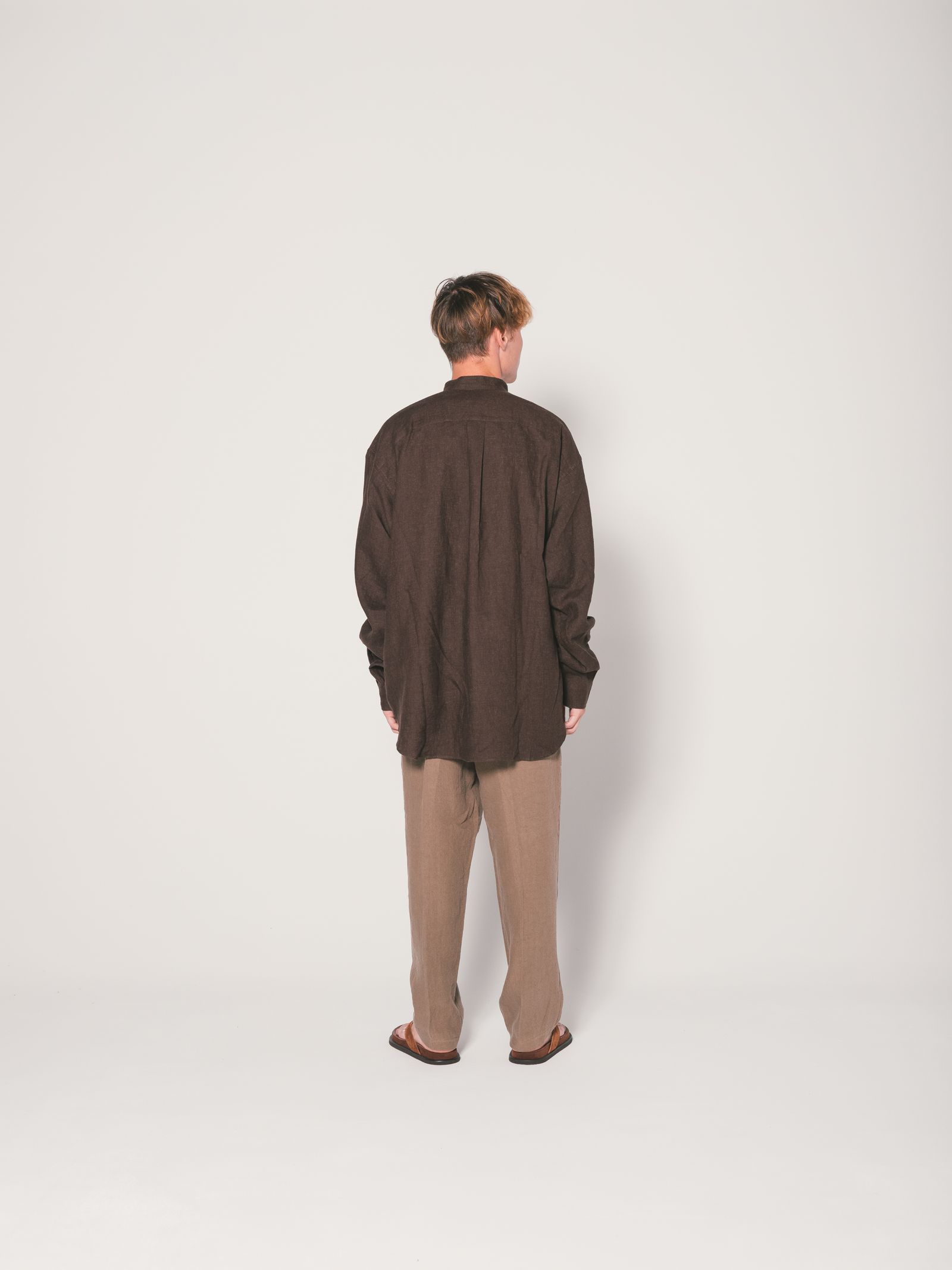 【ラスト1点】L/S CHINA BIG SHIRT "SUNG" (BROWN) / ビッグサイズ チャイナシャツジャケット